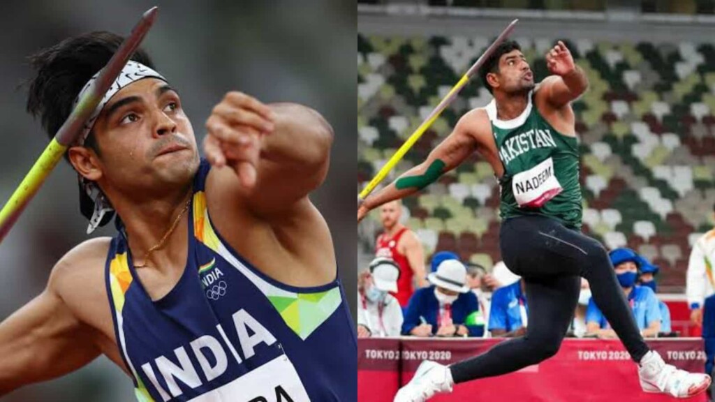 Neeraj Chopra and Arshad Nadeem in the Tokyo Olympics finals