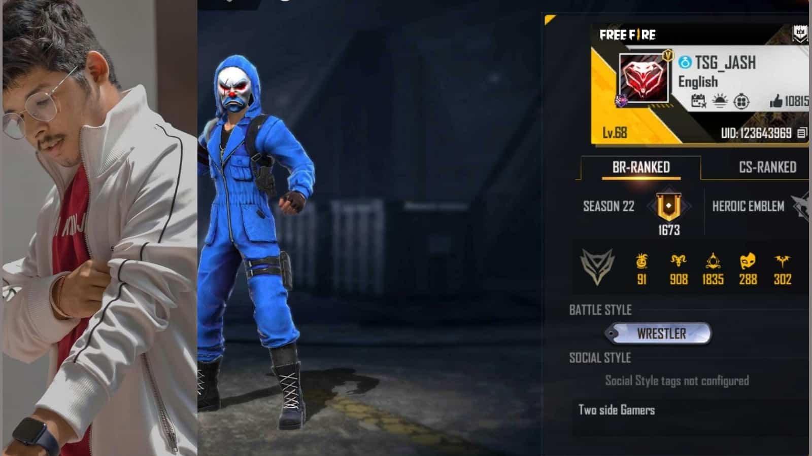 TSG Jash Free Fire ID, stats, YouTube stats, rank, earnings and more for August 2021