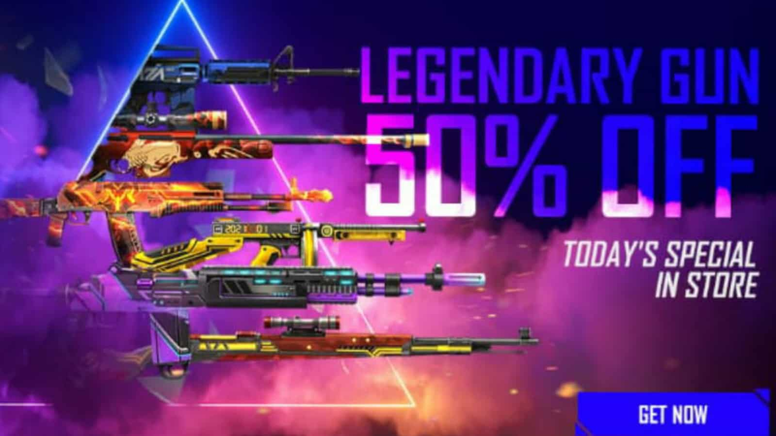 Free Fire: Get Legendary Gun skins at 50% off in the store (Only for today)