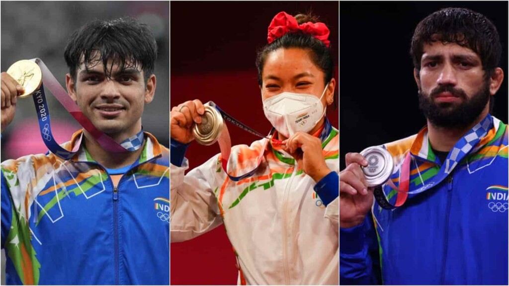 Neeraj Chopra, Saikhom Mirabai Chanu and Ravi Kumar Dahiya Indian Medallists at the 2020 Tokyo Olympics