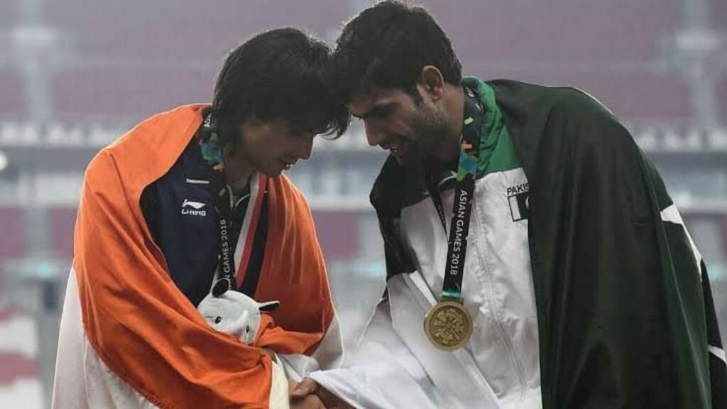 Neeraj Chopra and Arshad Nadeem at 2018 Asian Games