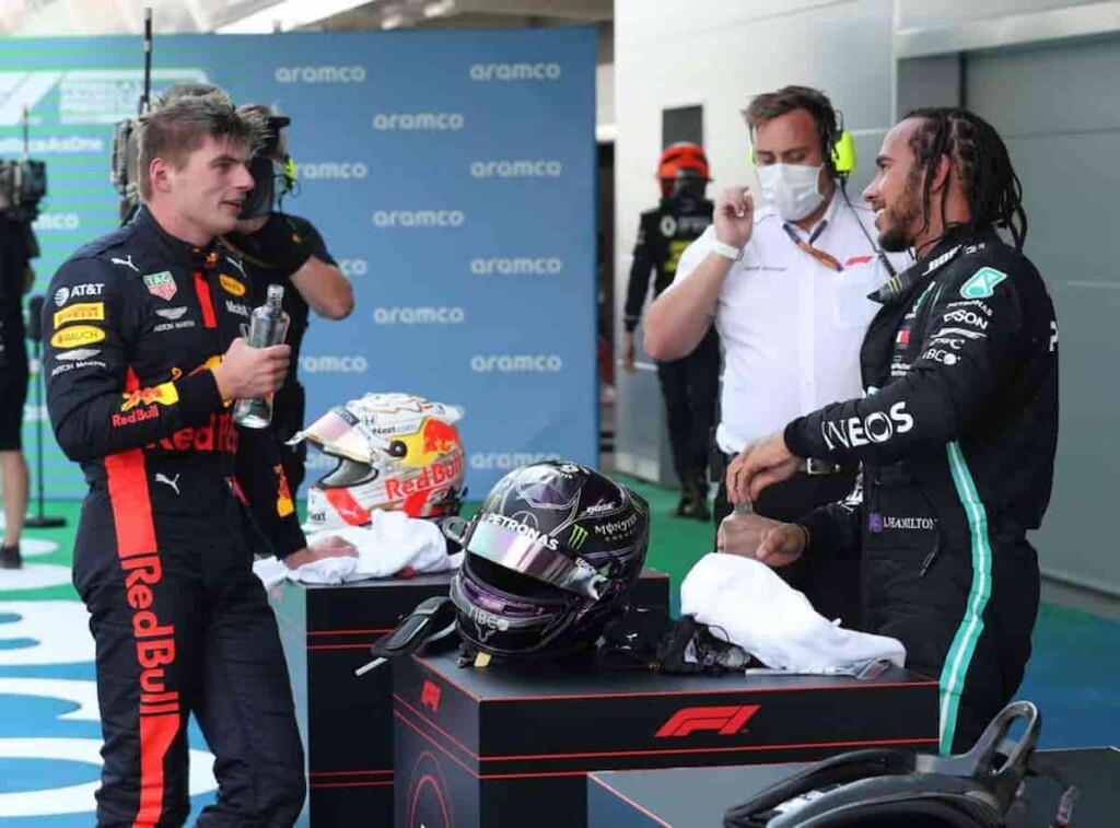 Max Verstappen and Lewis Hamilton