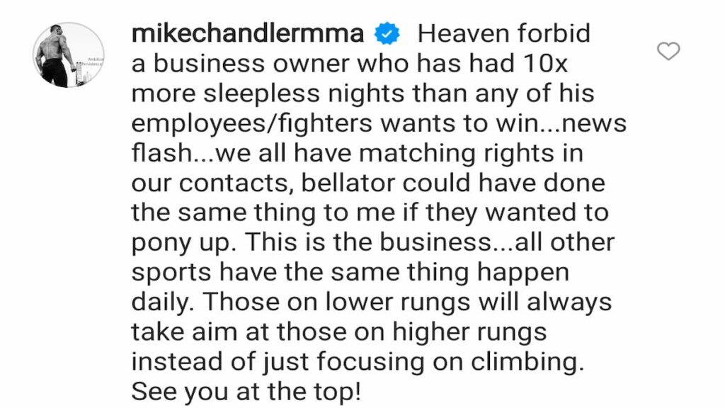 Michael Chandler  response on Dana White controversy