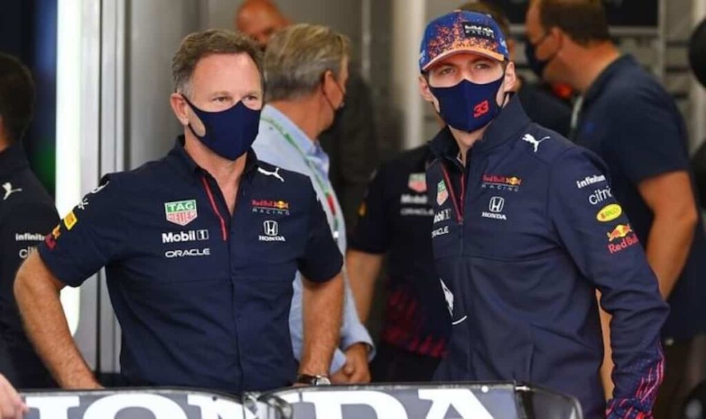 Christian Horner and Max Verstappen