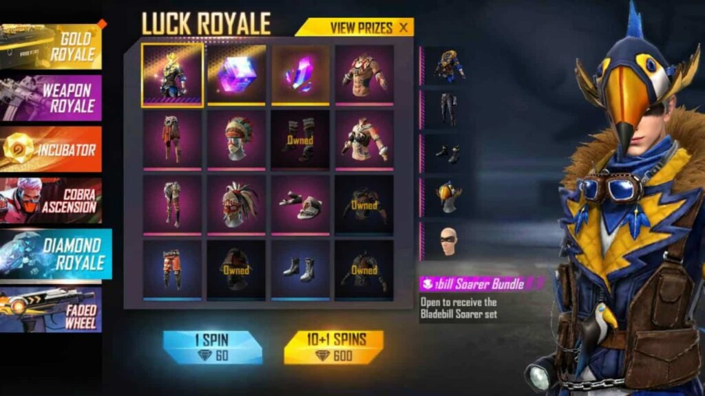 Bladebill Soarer Bundle in Free Fire