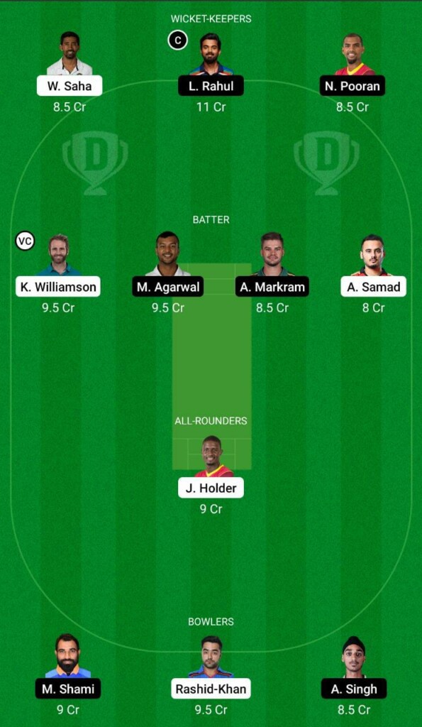 SRH vs PBKS Dream11