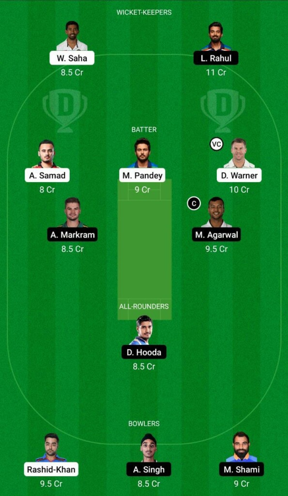 SRH vs PBKS Dream11