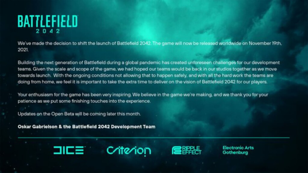 Battlefield 2042 release date