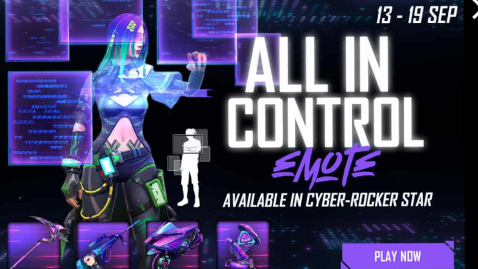 Free Fire Cyber Rocker star event: Get all in control emote and more