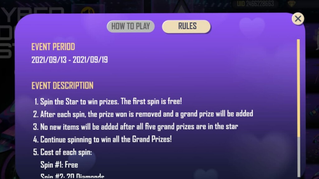 Free Fire Cyber Rocker star event