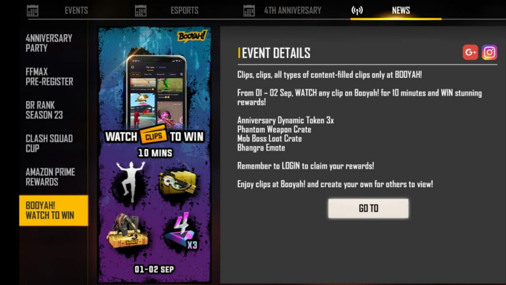 Free Fire Watch Clips to Win