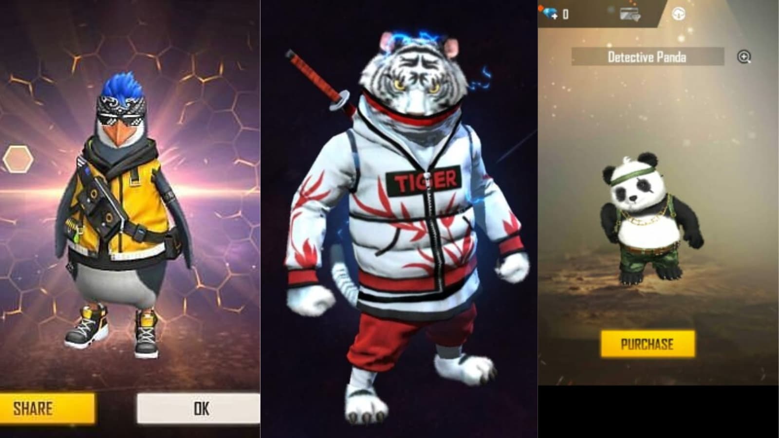 Sensei Tig vs Mr Waggor vs Detective Panda: Who Is The Best Pet In Free Fire?