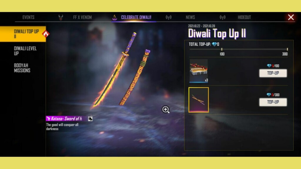 Free Fire Diwali top up 2