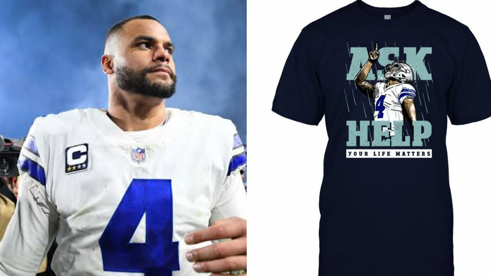 Dak Prescott Wears His “Ask 4 Help” Wrist Tape To Promote Mental Health Awareness