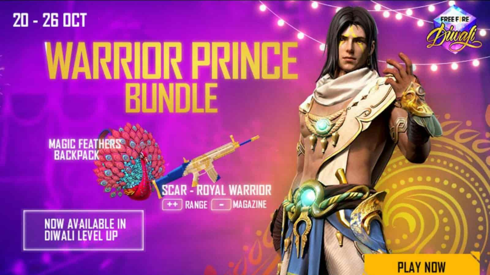 How to get the Warrior Prince Bundle in Free Fire Diwali Level up Shop?