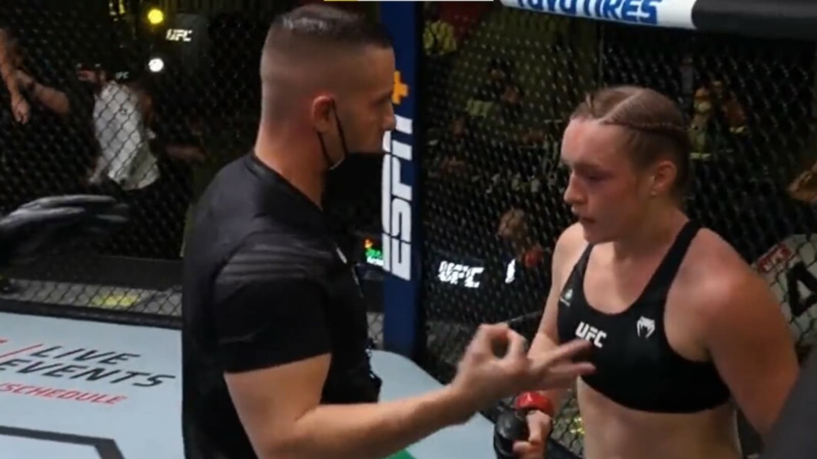 “This is abuse,” Miesha Tate, Kevin Holland, and others react to Aspen Ladd getting yelled at by her coach at UFC Vegas 40