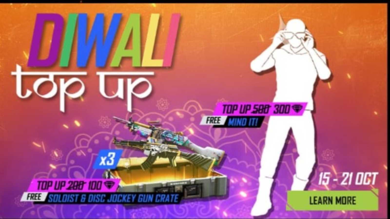 How to get Mind it Emote for free in the Free Fire Diwali Top up event?