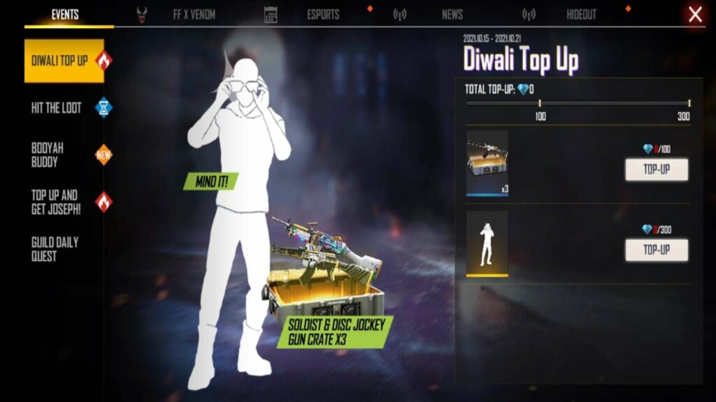 free fire diwali event