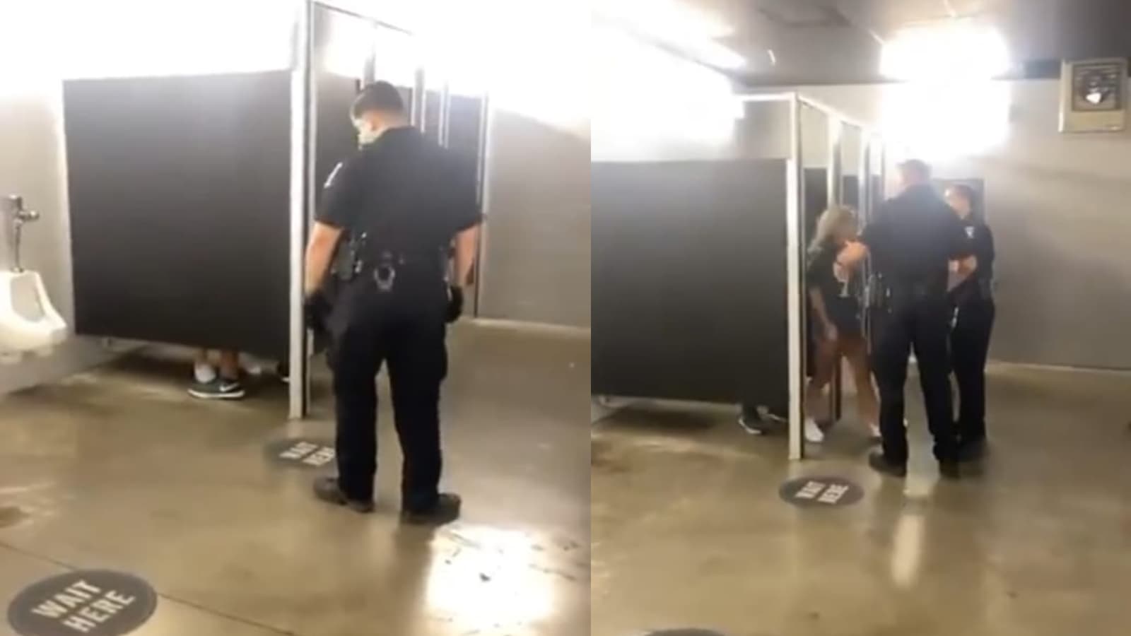 Watch: Eagles fans caught having s*x in the bathroom, escorted out of the stadium by police officials