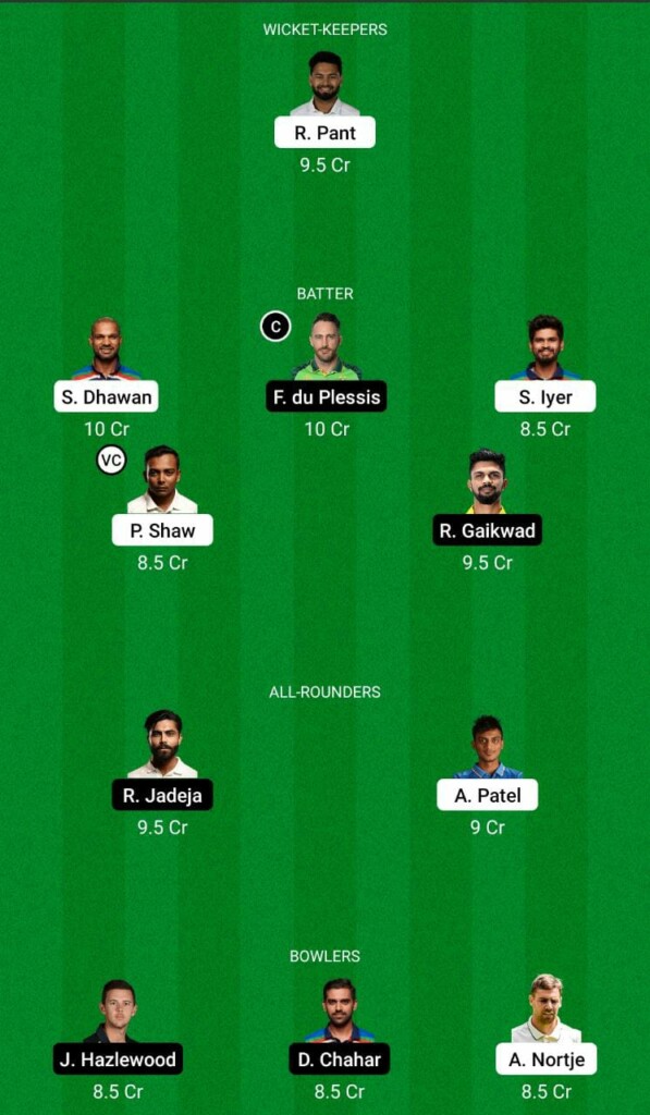 DC vs CSK Dream11