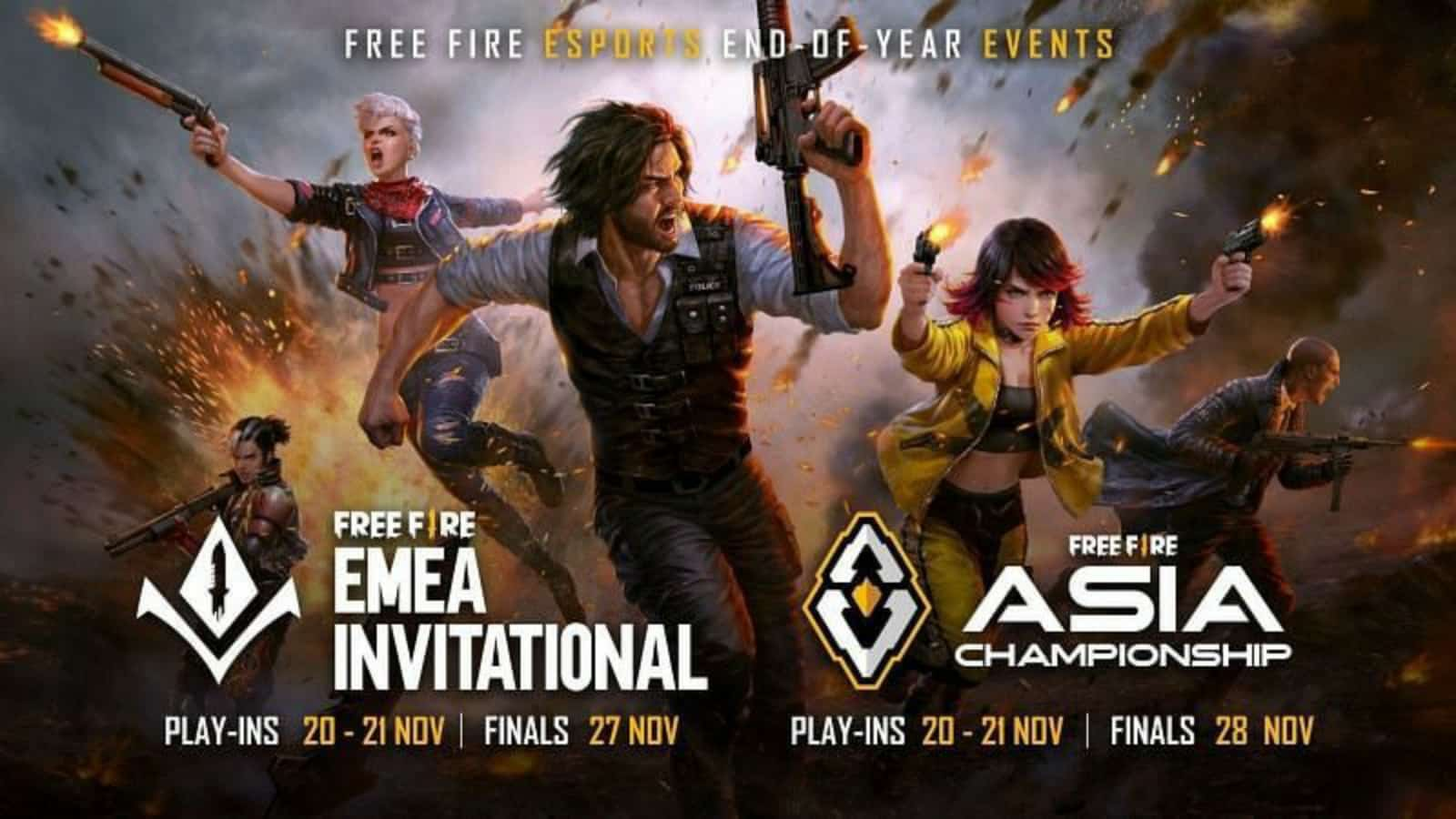 Free Fire Asia Championships 2021 and EMEA Invitational 2021 to take place online in November 2021