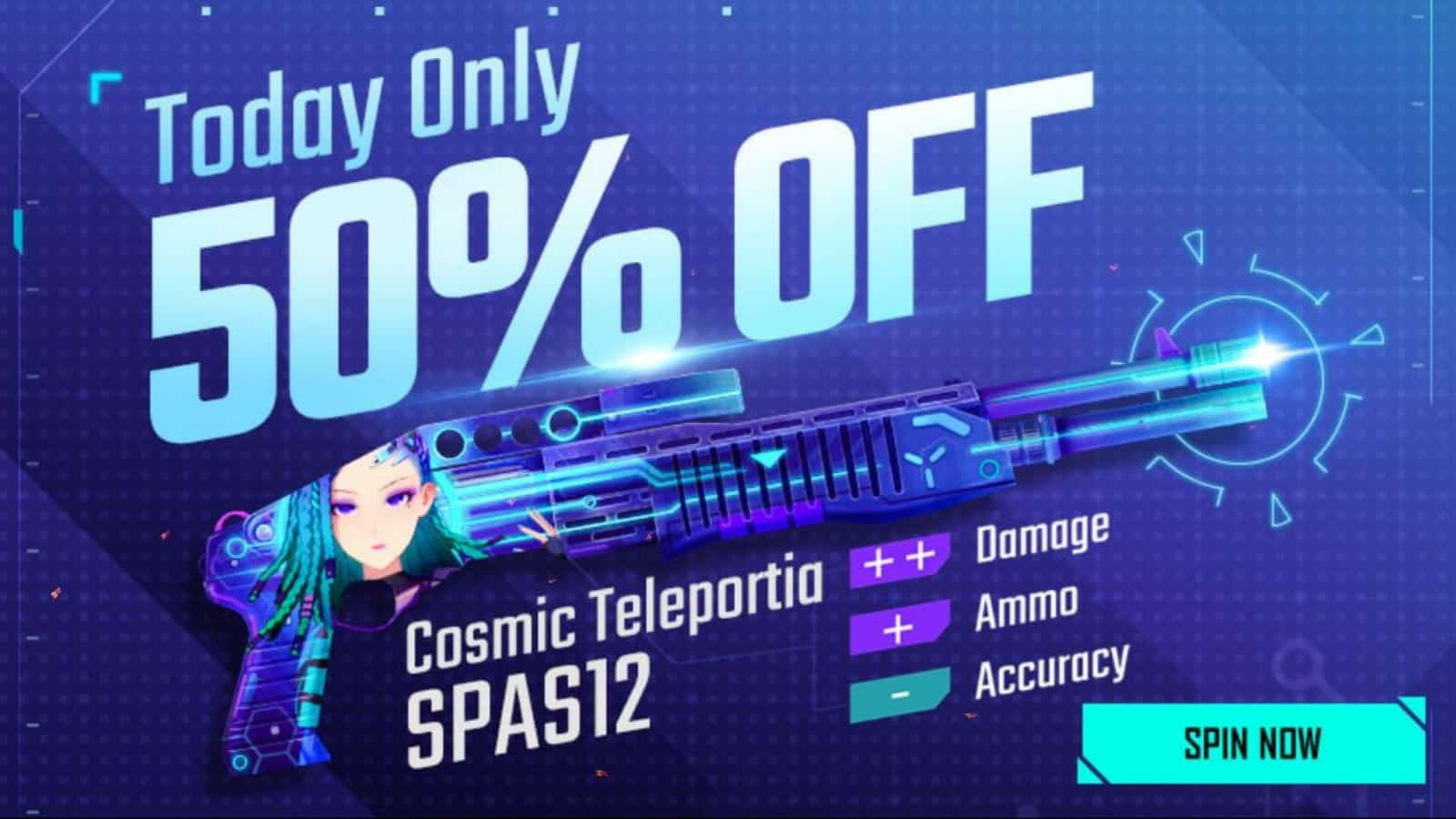 How to get the SPAS12 Cosmic Teleportia in Free Fire at 50% off?