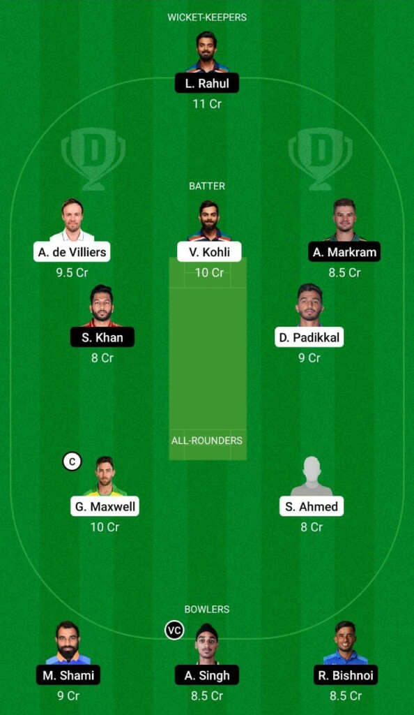 RCB vs PBKS Dream11