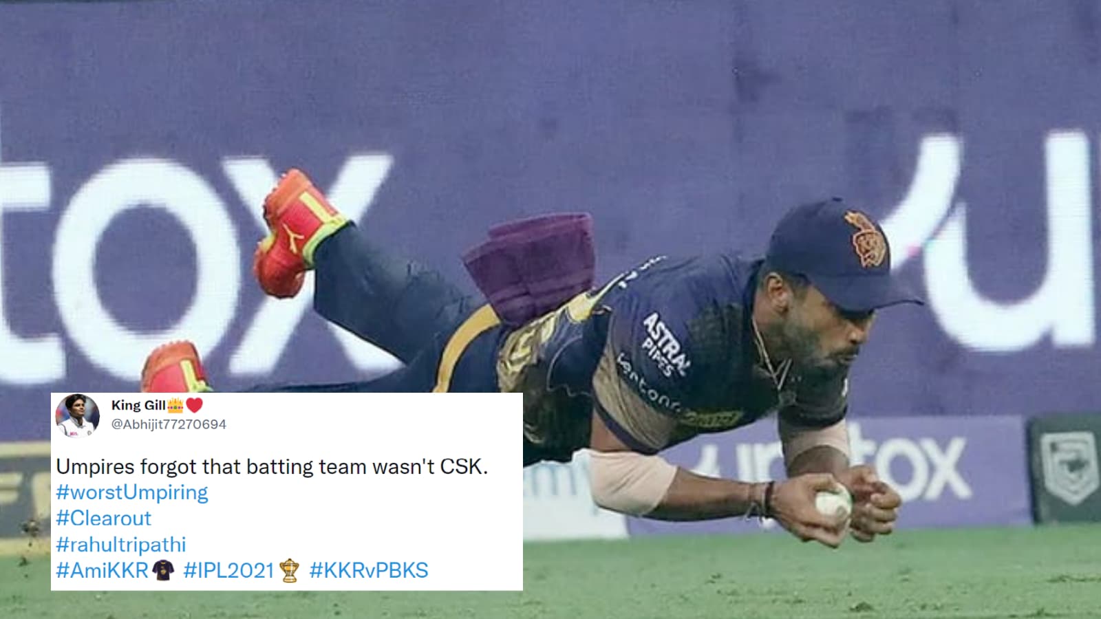 “If Punjab survive today just thank third umpire” Twitter enraged as KL Rahul given not out despite a stunner by Rahul Tripathi