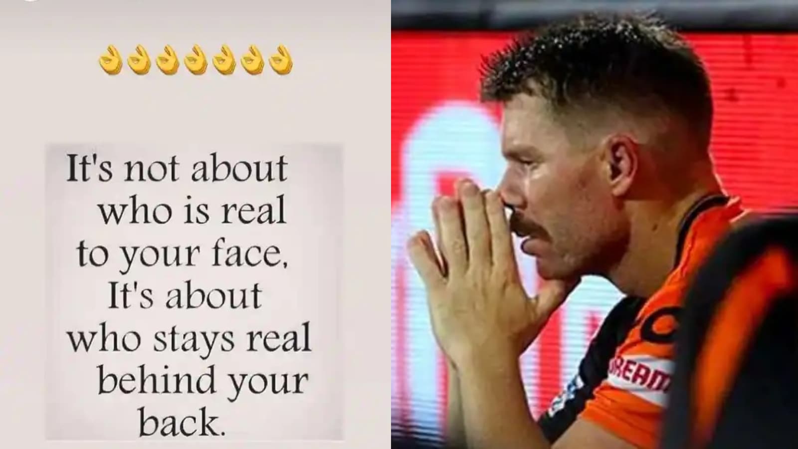 “It’s not about who’s real to your face” David Warner’s cryptic post leaves the fans bewildered