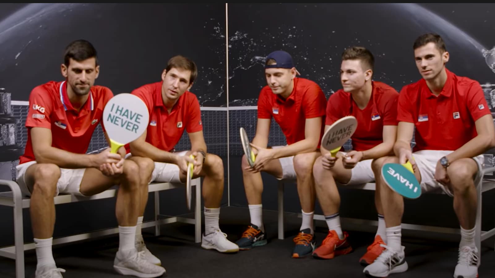 WATCH: Novak Djokovic and Team Serbia play ‘Never Have I Ever’ game at the 2021 Davis Cup Finals