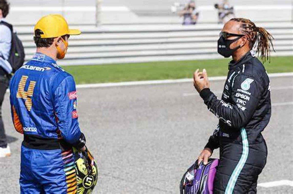 Lando Norris and Lewis Hamilton