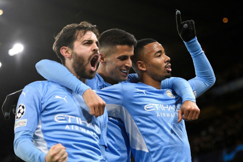 Manchester City players celebrate