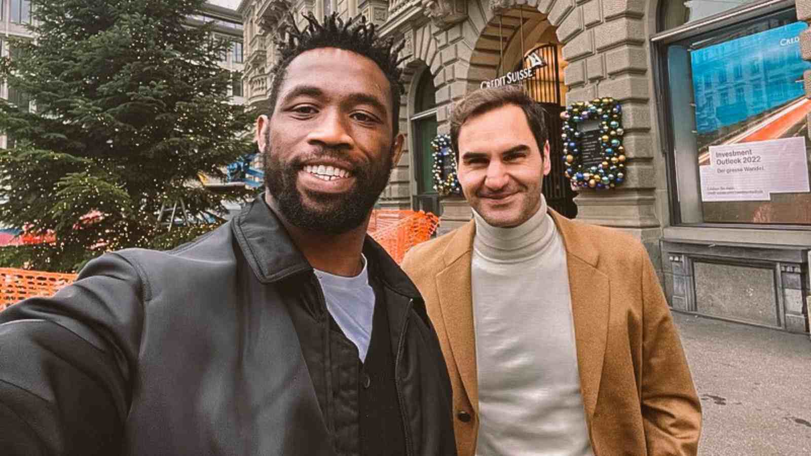 “I found a Springbok”: Roger Federer meets Rugby superstar Siya Kolisi on the streets of Zurich