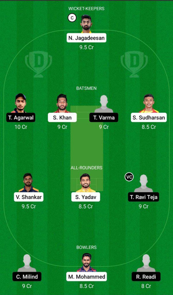 TN vs HYD Dream11