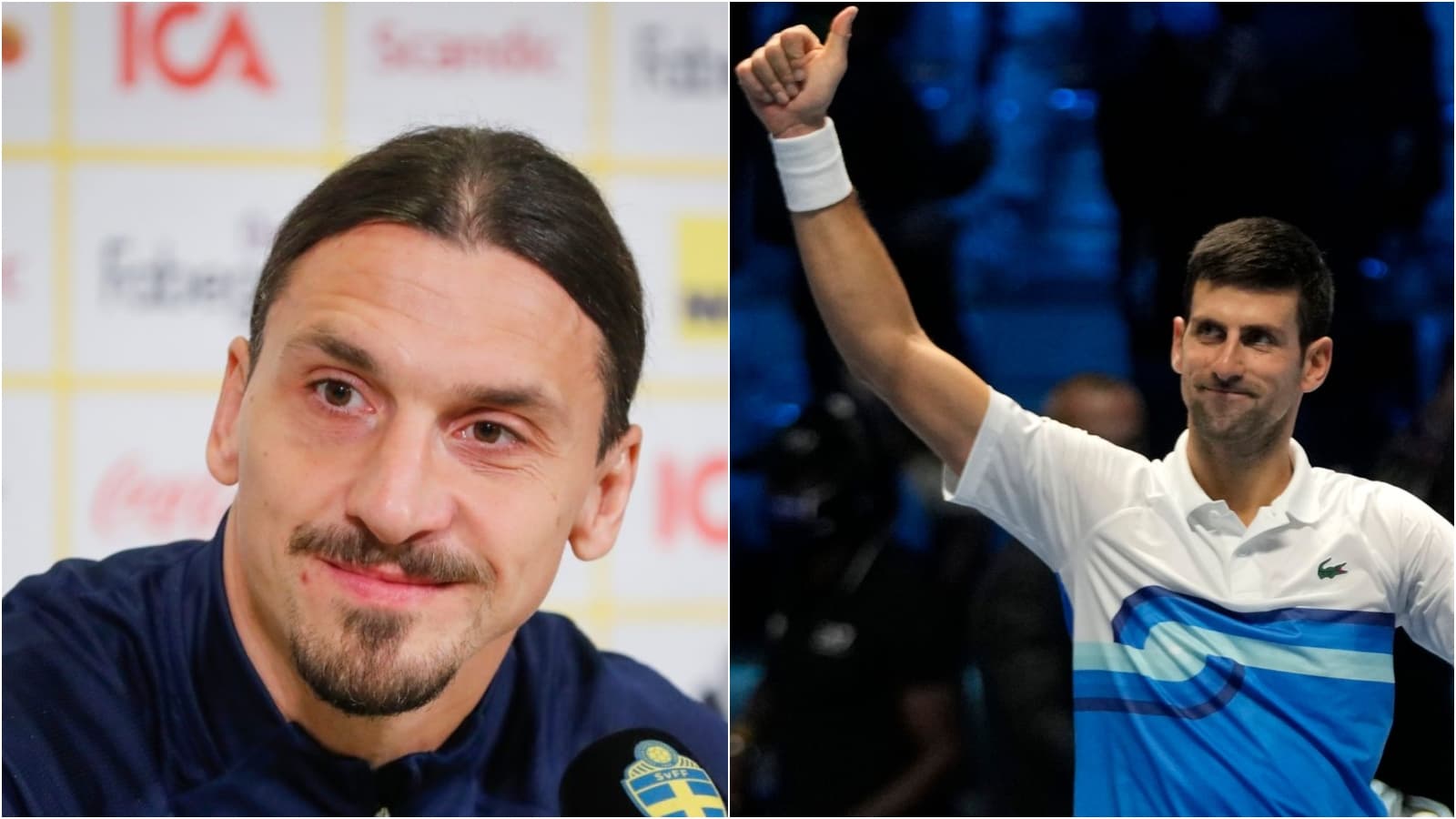 WATCH: Zlatan Ibrahimovic visits Novak Djokovic at the ATP Finals 2021