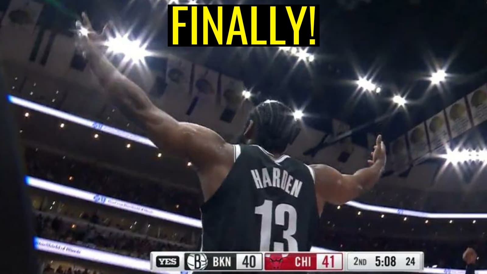 Video: James Harden hilariously “Thanks Gods” after a foul call in Nets vs Bulls