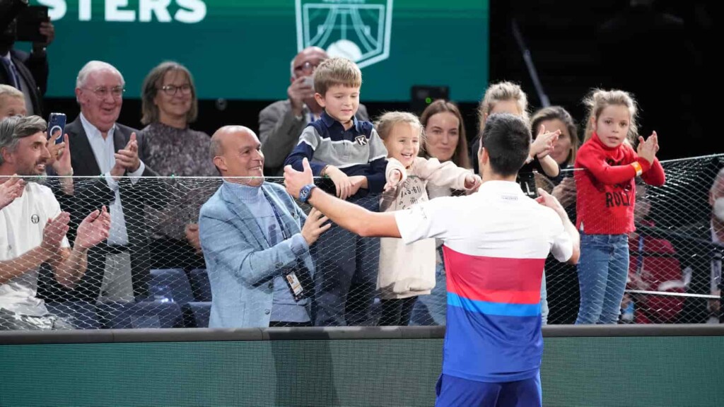 Novak Djokovic and his kids Stefan and Tara