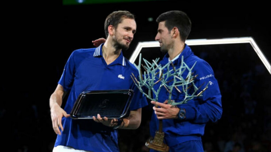 Daniil Medvedev and Novak Djokovic