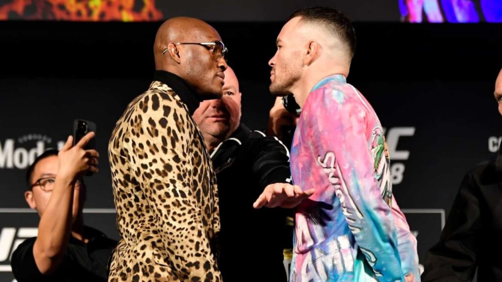 Kamaru Usman Colby Covington face off