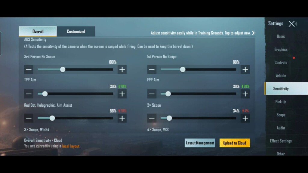 Best sensitivity settings in BGMI for low recoil (non gyro users) in November 2021