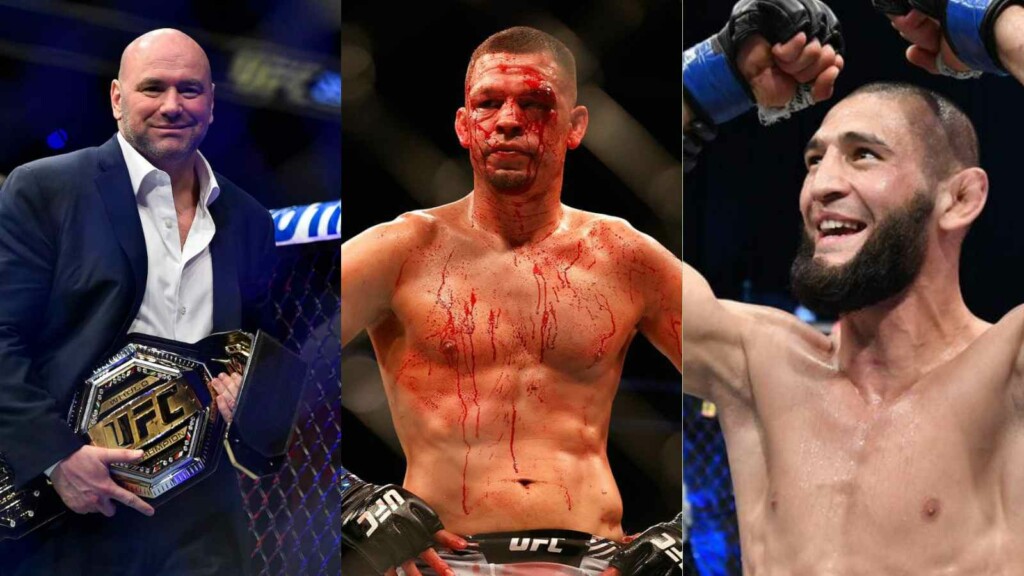 Dana White, Nate Diaz and Khamzat Chimaev