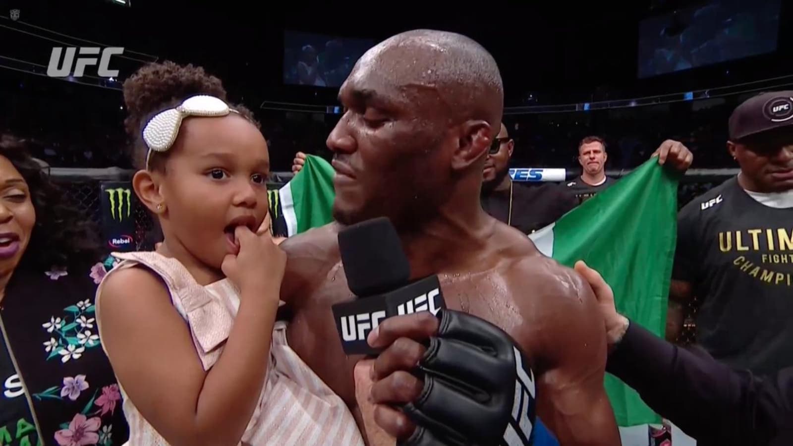 “I wanted to cry” – Kamaru Usman reveals what he felt in the hospital seeing his daughter cry after his devastating KO loss