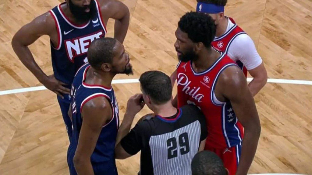 Kevin Durant Joel Embiid heated exchange