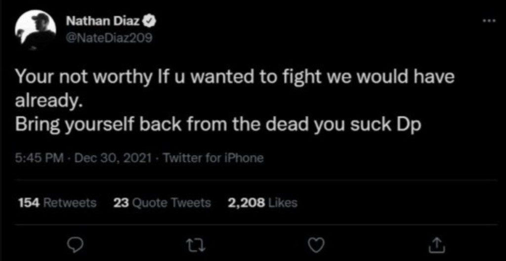 Nate Diaz Dustin Poirier tweet