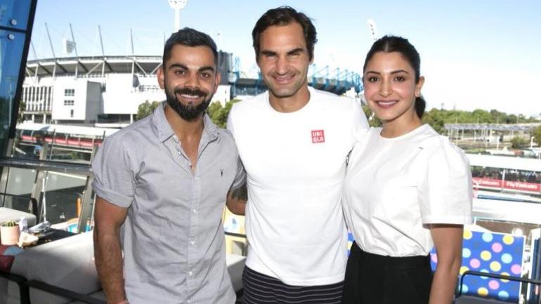 Virat Kohli, Roger Federer, and Anushka Sharma