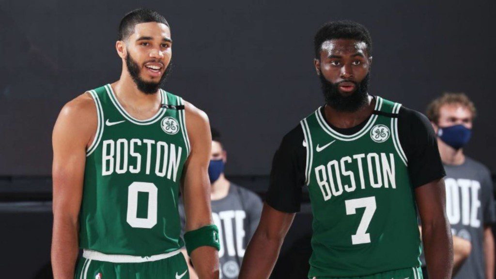 Jayson Tatum with Jaylen Brown