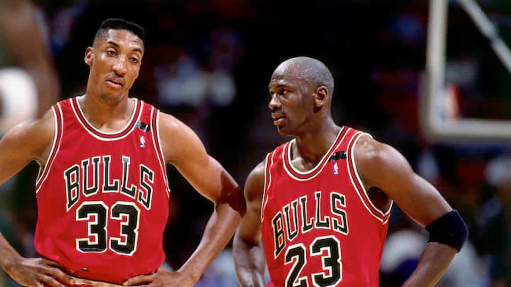 Scottie Pippen and Michael Jordan 