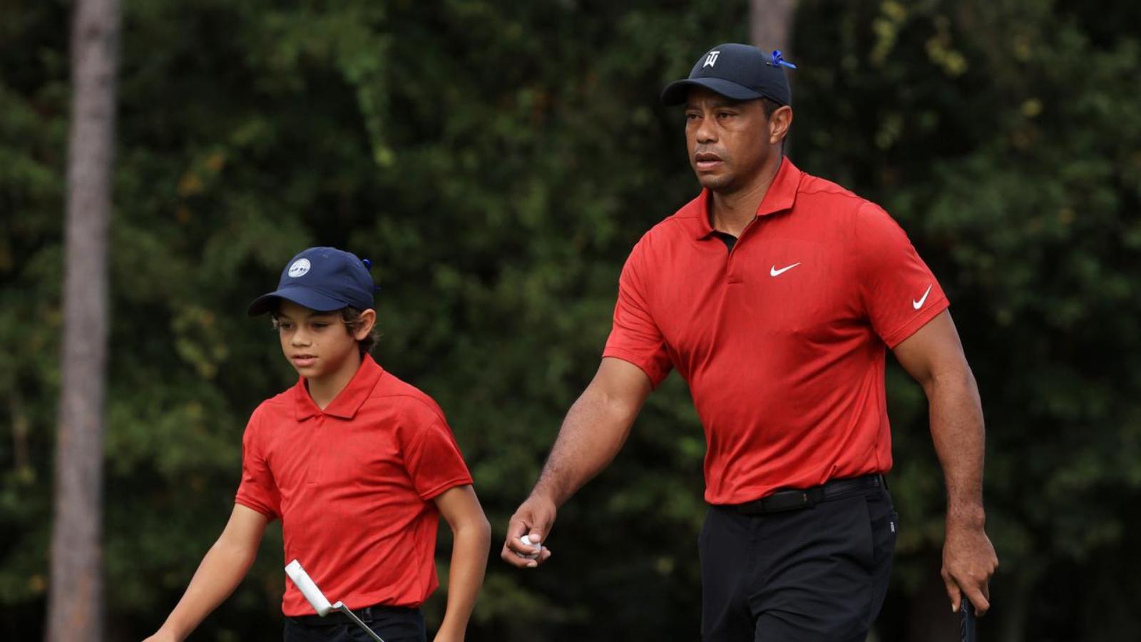 Following in Tiger Woods’ footsteps: Watch young Charlie Wood swinging it like dad