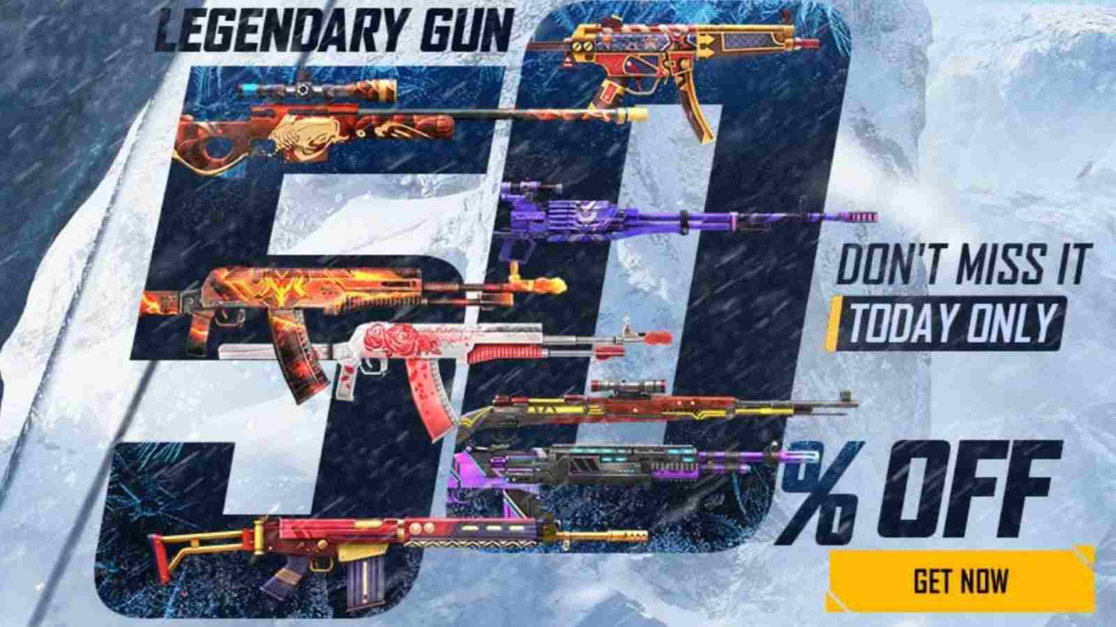 Free Fire Legendary Guns sale: Get gun skins at 50% off in Store!