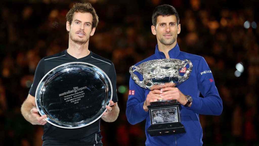 Andy Murray and Novak Djokovic after the 2016 Australian Open Finals